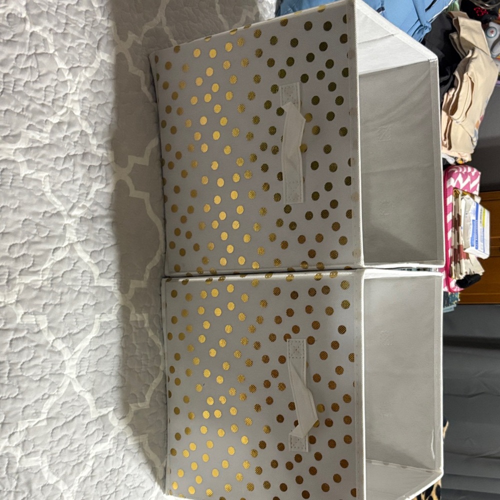 Gold Polka Dot Storage Bins